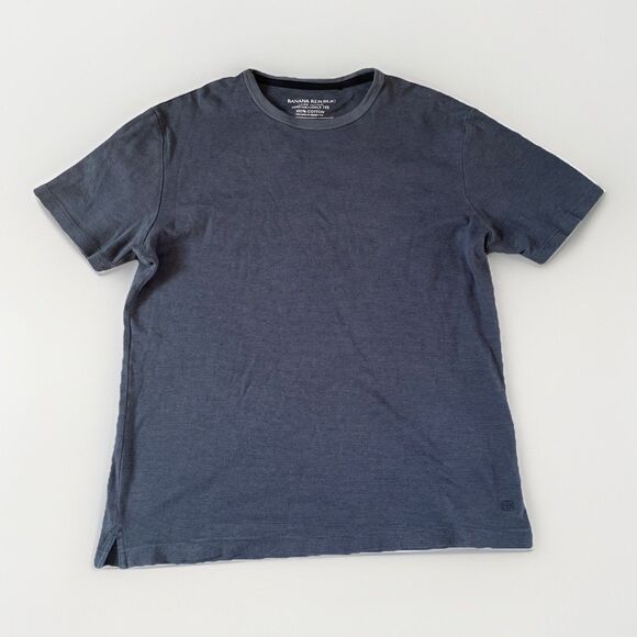 Banana Republic Luxe Touch Tee SMALL Soft Cotton Casual Blue Striped T-Shirt - Picture 1 of 7